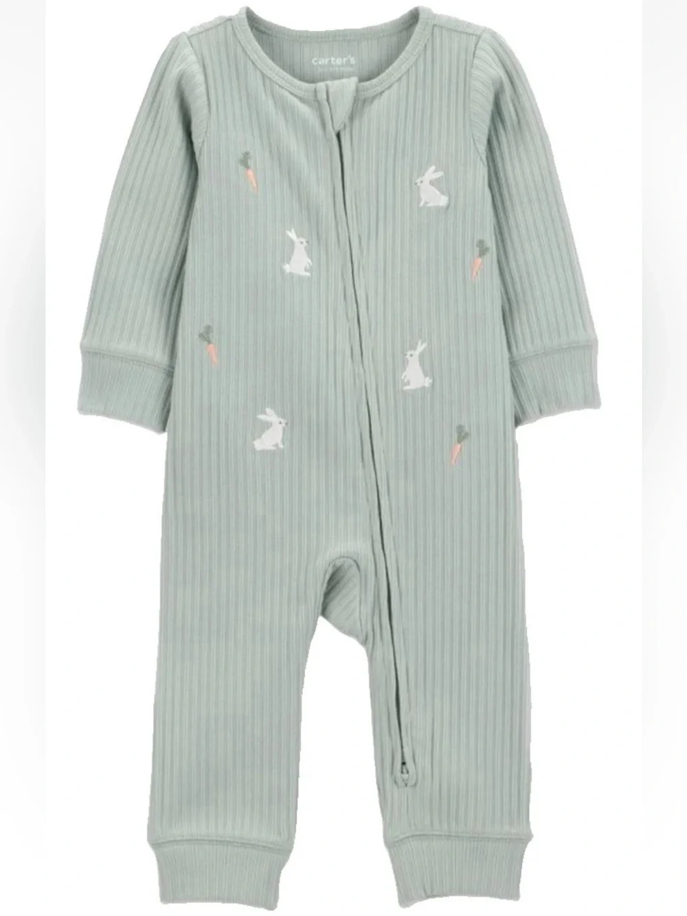Carter's Newborn Just One You® Baby Bunny Embroidered Footless Romper Green EUC